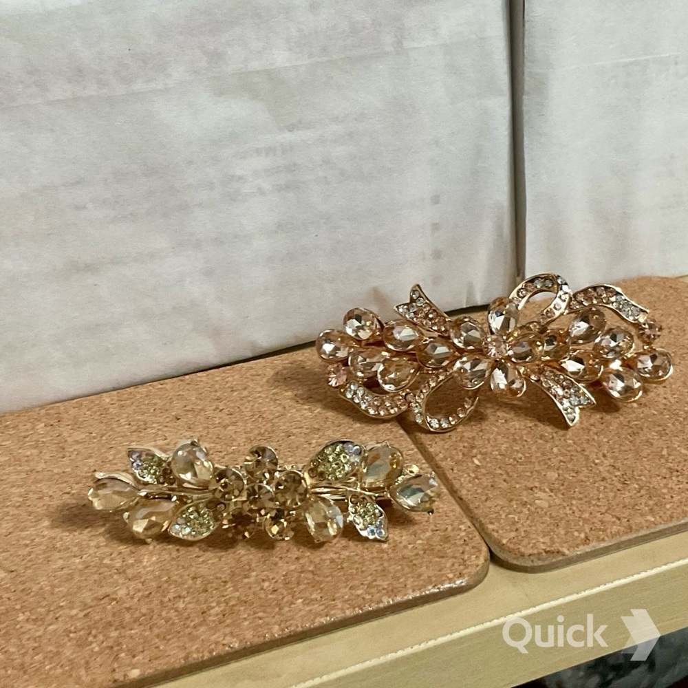 2 Pcs Elegant Hair Barrettes for Women Sparkly Rhinestones Hair Clips